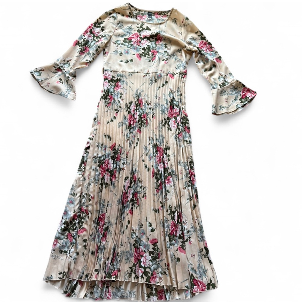 SHEIN Floral Long Sleeve Satin Dress